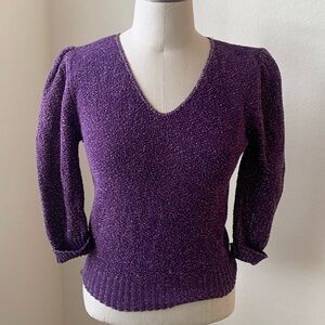 Vintage 80s sz S purple sweater gold flecks EUC